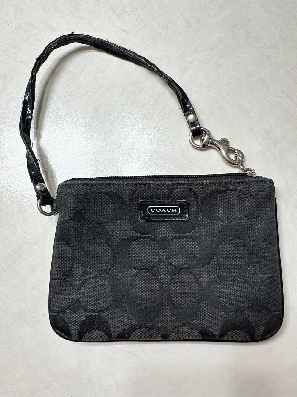 COACH Black Signature Jacquard Wristlet